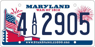 MD license plate 4AO2905