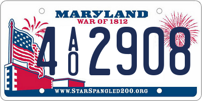 MD license plate 4AO2908