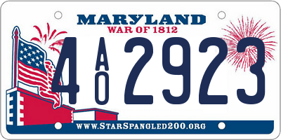 MD license plate 4AO2923