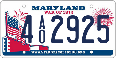 MD license plate 4AO2925