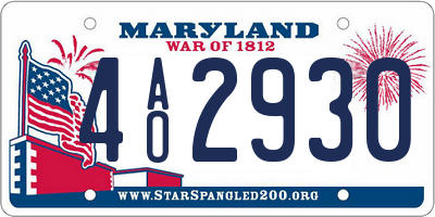 MD license plate 4AO2930