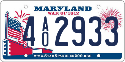 MD license plate 4AO2933
