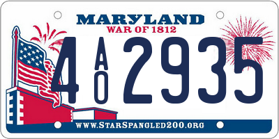 MD license plate 4AO2935