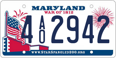 MD license plate 4AO2942