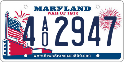 MD license plate 4AO2947