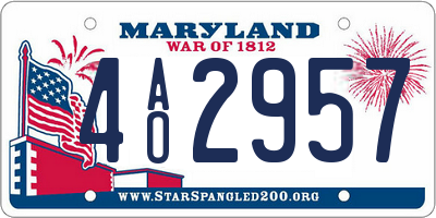 MD license plate 4AO2957