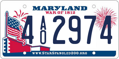 MD license plate 4AO2974