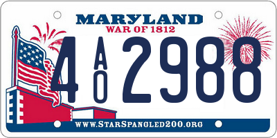 MD license plate 4AO2988