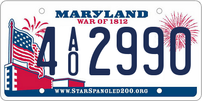 MD license plate 4AO2990