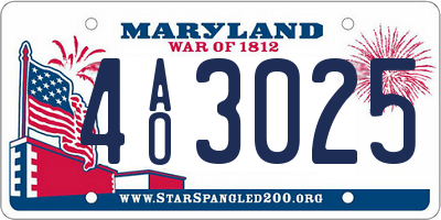 MD license plate 4AO3025