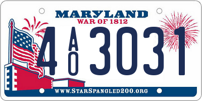 MD license plate 4AO3031