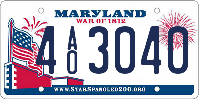 MD license plate 4AO3040
