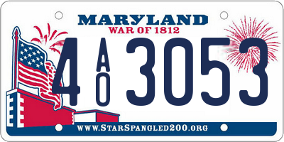 MD license plate 4AO3053