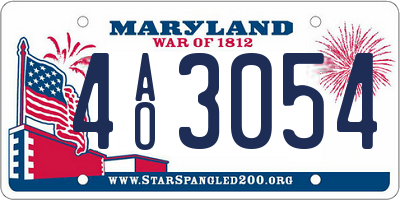MD license plate 4AO3054