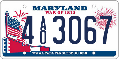 MD license plate 4AO3067