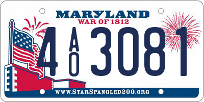 MD license plate 4AO3081
