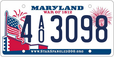 MD license plate 4AO3098