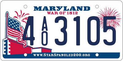 MD license plate 4AO3105