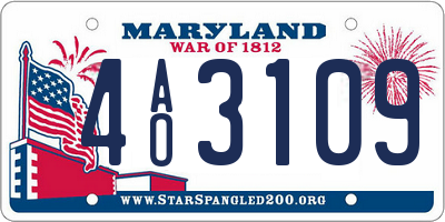 MD license plate 4AO3109