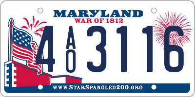 MD license plate 4AO3116
