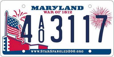 MD license plate 4AO3117