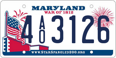 MD license plate 4AO3126