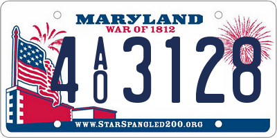 MD license plate 4AO3128