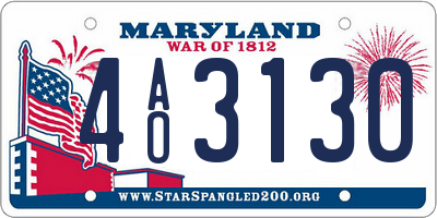 MD license plate 4AO3130