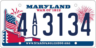 MD license plate 4AO3134