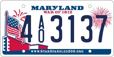 MD license plate 4AO3137