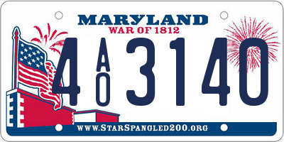 MD license plate 4AO3140
