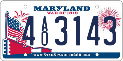 MD license plate 4AO3143