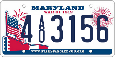 MD license plate 4AO3156