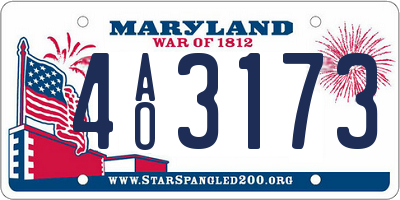 MD license plate 4AO3173