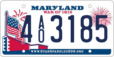 MD license plate 4AO3185