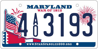 MD license plate 4AO3193