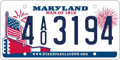 MD license plate 4AO3194