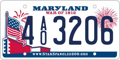MD license plate 4AO3206