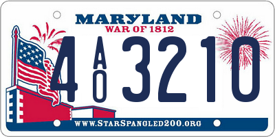MD license plate 4AO3210