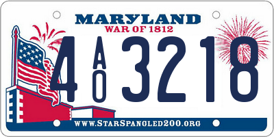 MD license plate 4AO3218