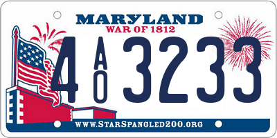 MD license plate 4AO3233