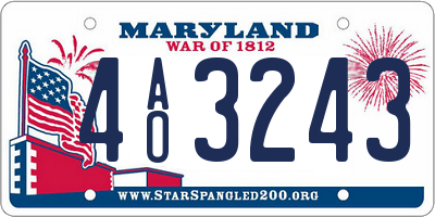 MD license plate 4AO3243