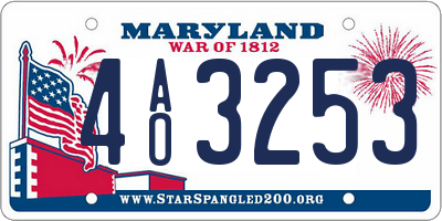 MD license plate 4AO3253