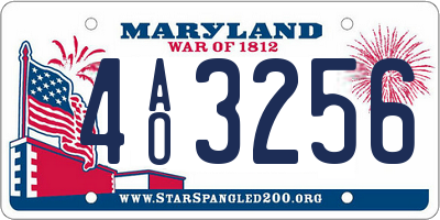 MD license plate 4AO3256