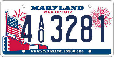 MD license plate 4AO3281