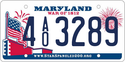 MD license plate 4AO3289