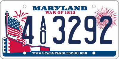 MD license plate 4AO3292