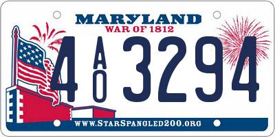 MD license plate 4AO3294