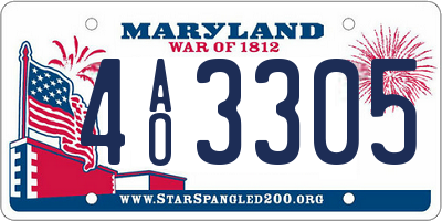 MD license plate 4AO3305