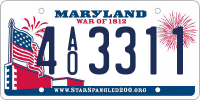 MD license plate 4AO3311